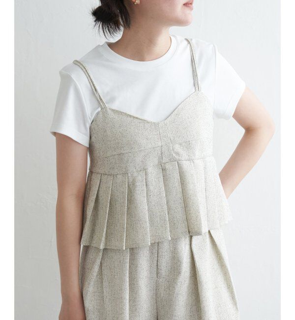 VENCE share style「サマーツイードプリーツキャミソール」|シャツ・ブラウス|アイボリー