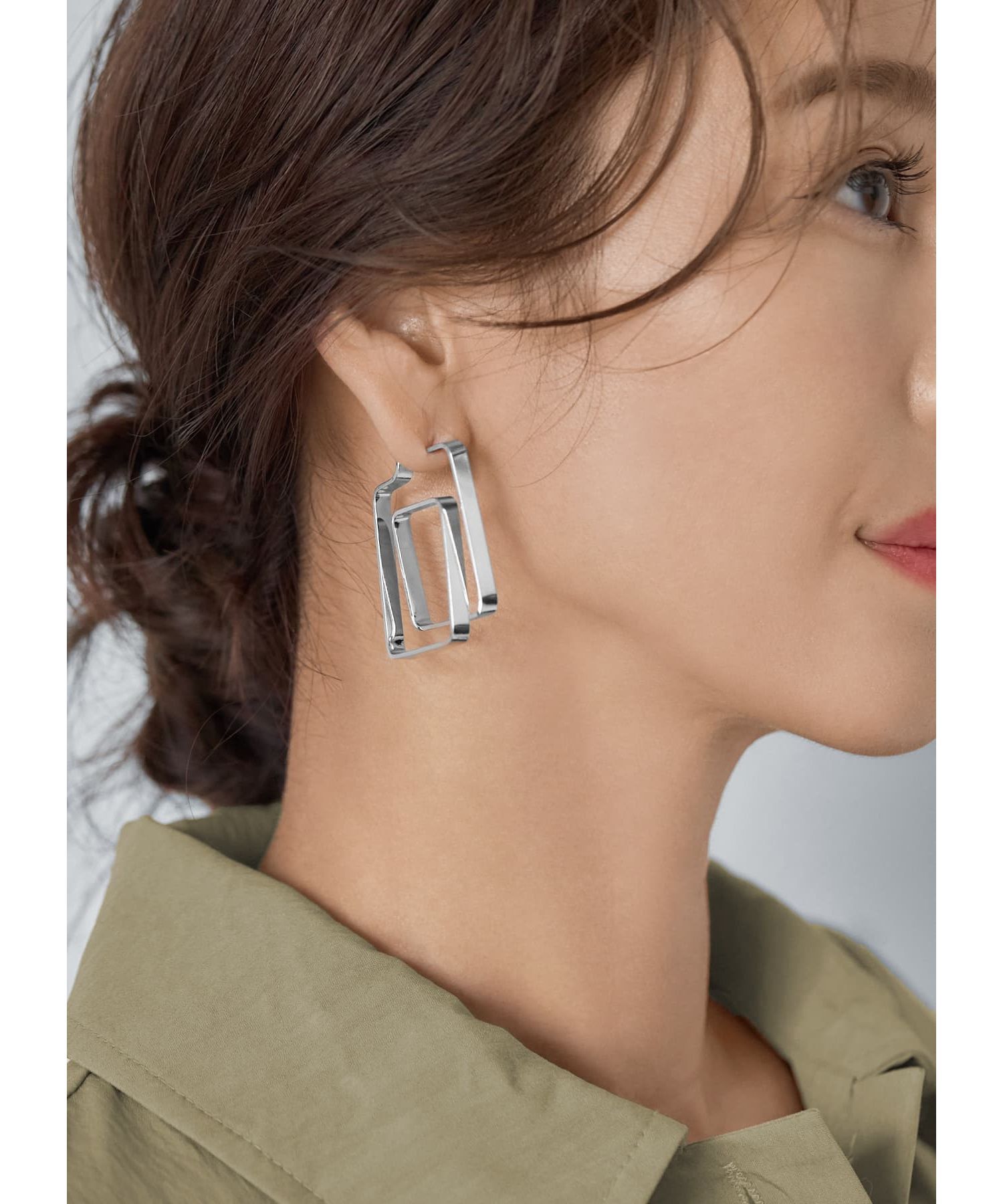 STYLE DELI「ダブルスクエア平打ちピアス」|ピアス|