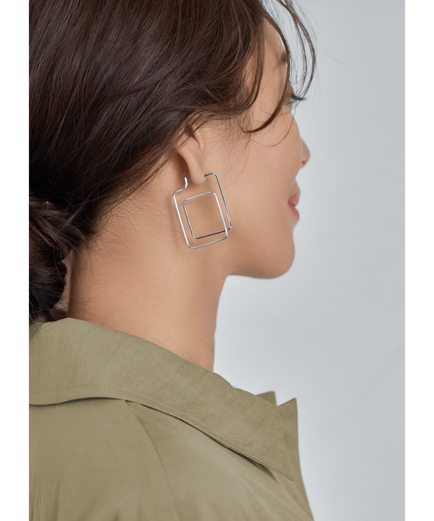 STYLE DELI「ダブルスクエア平打ちピアス」|ピアス|