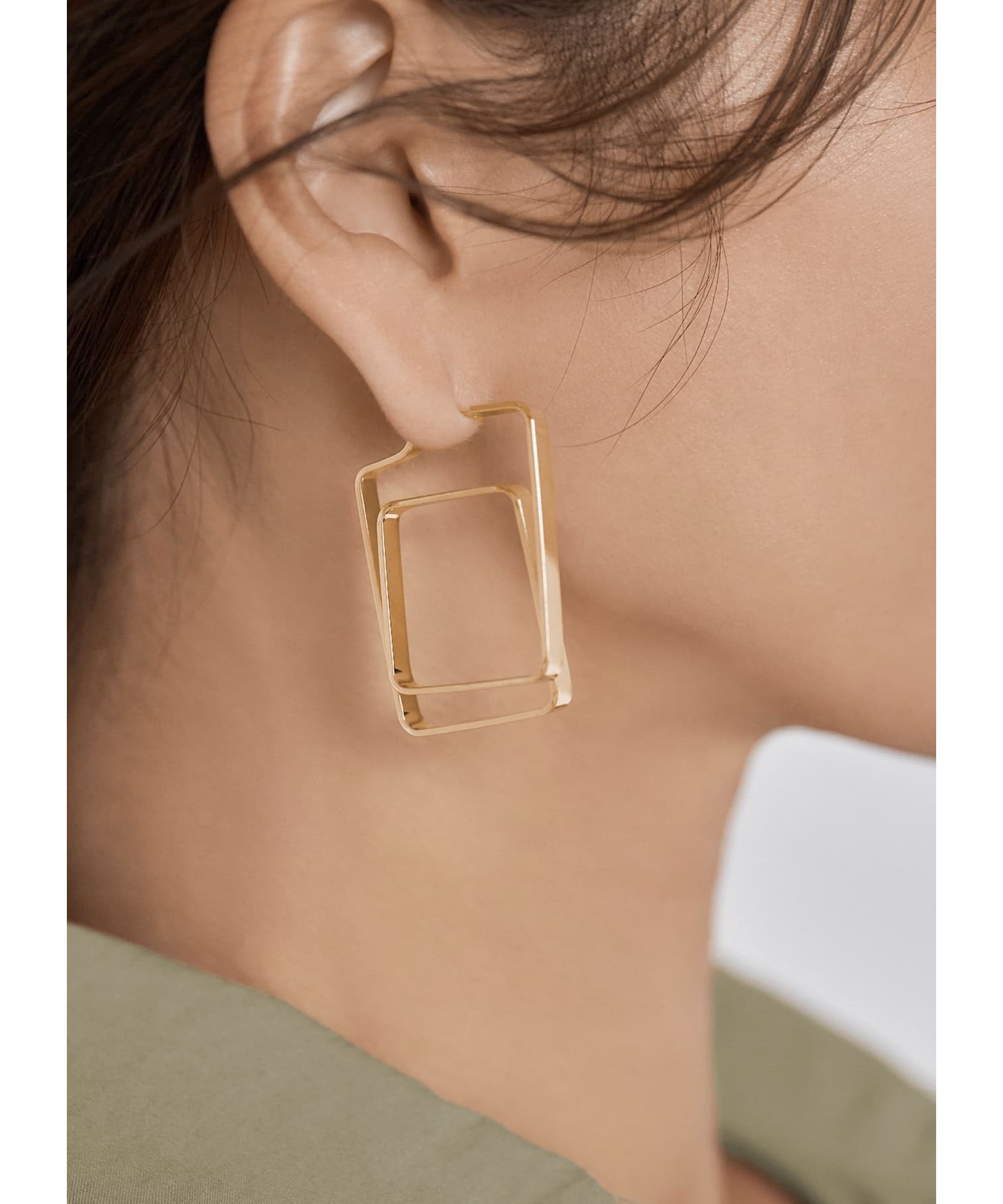 STYLE DELI「ダブルスクエア平打ちピアス」|ピアス|