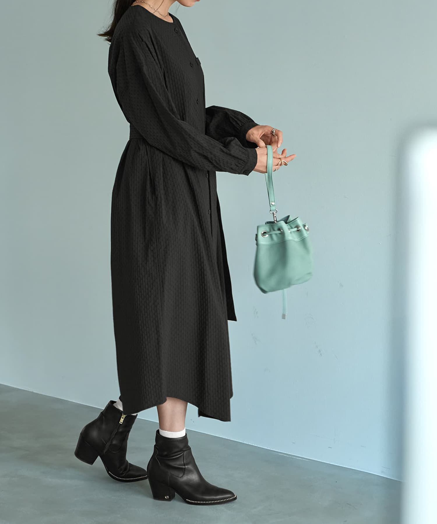 STYLE DELI「コートにもなるドビー織りドット柄ワンピース」|ワンピース|