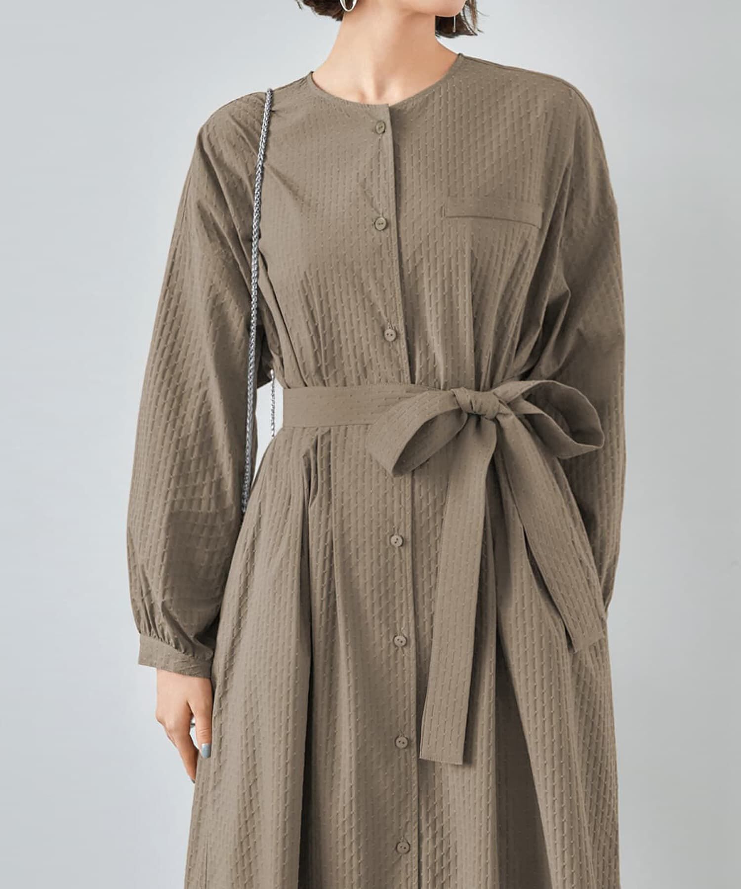 STYLE DELI「コートにもなるドビー織りドット柄ワンピース」|ワンピース|