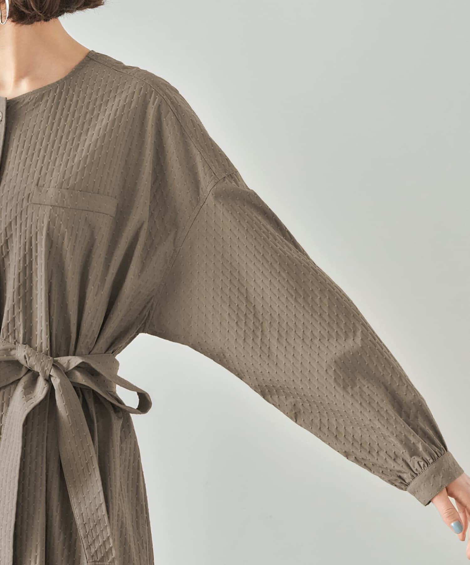 STYLE DELI「コートにもなるドビー織りドット柄ワンピース」|ワンピース|