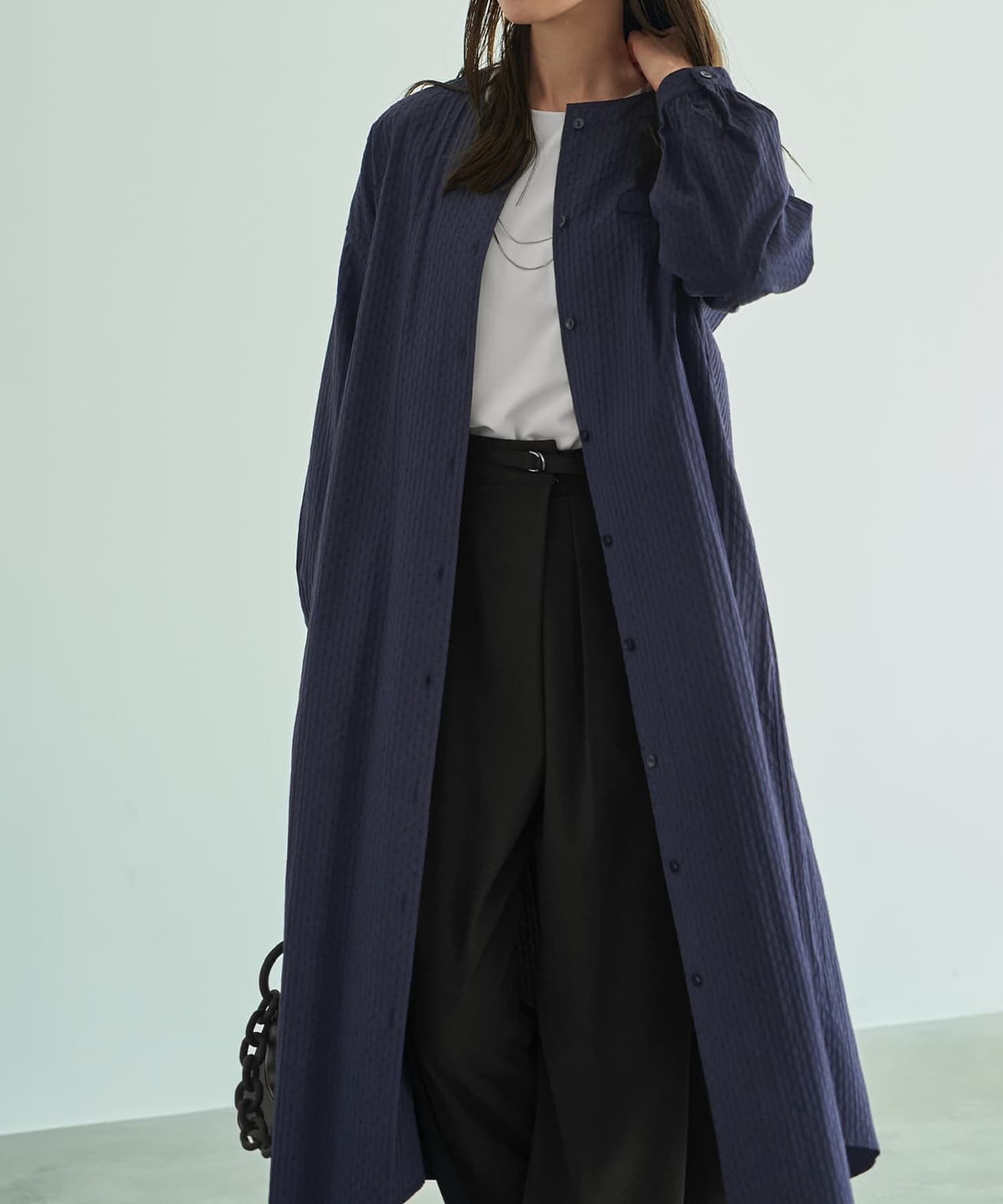 STYLE DELI「コートにもなるドビー織りドット柄ワンピース」|ワンピース|