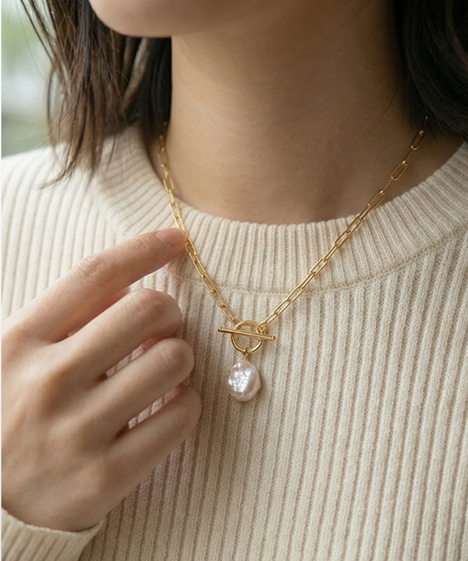 STYLE DELI「【DELI by】バロックパール・ミニマルチェーンネックレス」|ネックレス|ゴールド