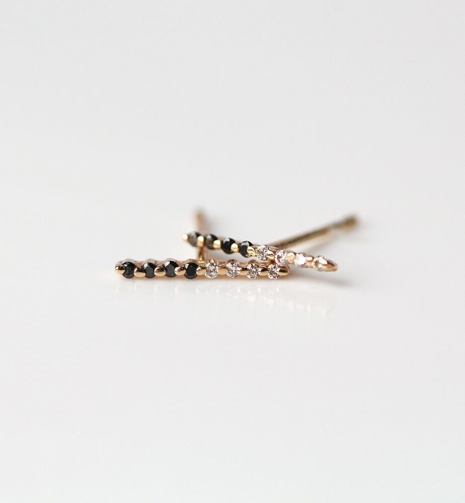  「ブラックダイヤモンド / ダイヤモンド ピアス | K10YG」|ピアス|