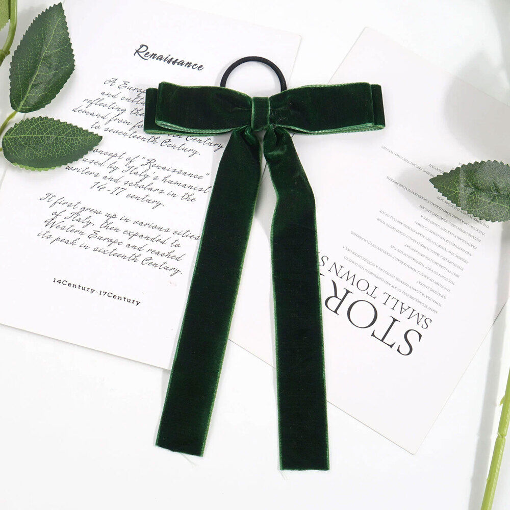 BACKYARD FAMILY「ヘアリボン 通販 ロングリボン リボン ベロアリボン ベロア ヘアゴム ヘアアクセサリー 髪飾り」|その他|グリーン1