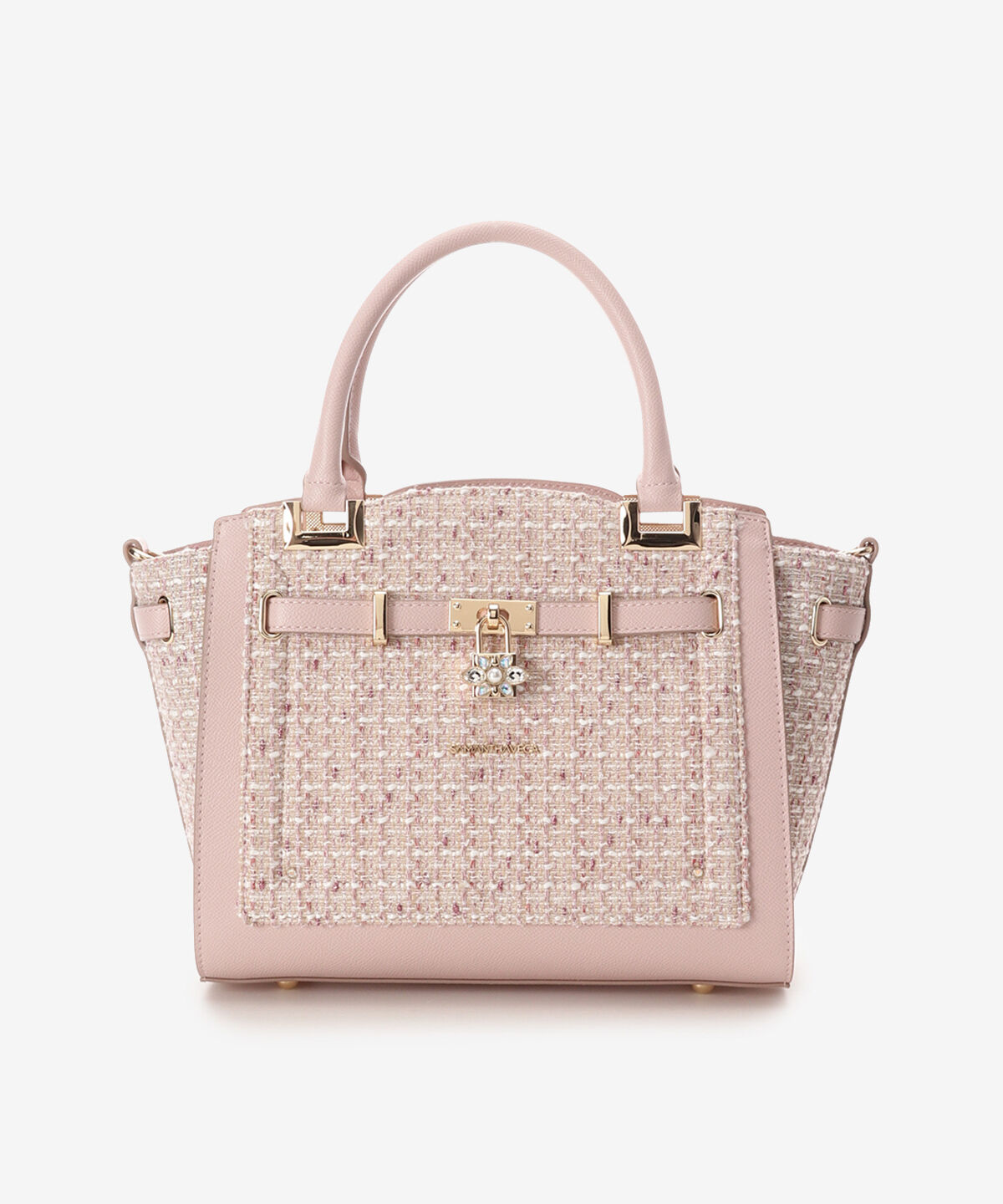 Samantha Vega「ツイードベルトビジューハンドバッグ」|ハンドバッグ|ﾋﾟﾝｸﾍﾞｰｼﾞｭ