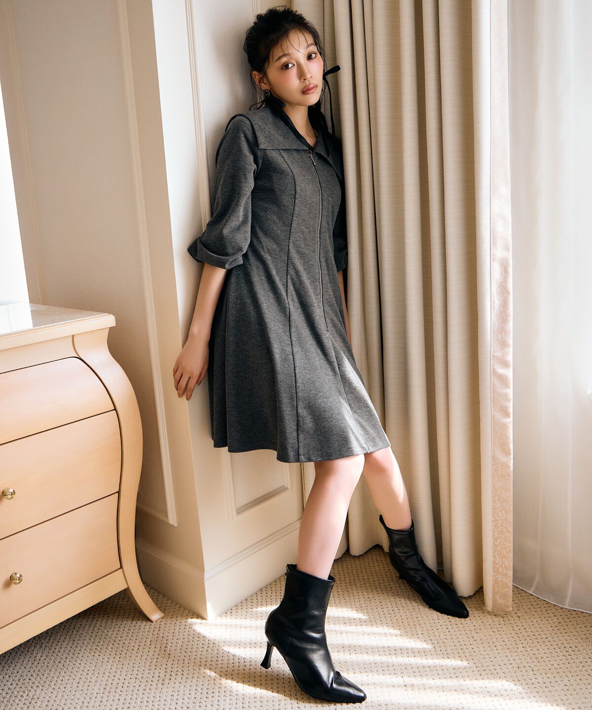 アンドクチュール「センターZIPミニワンピース」|ワンピース|