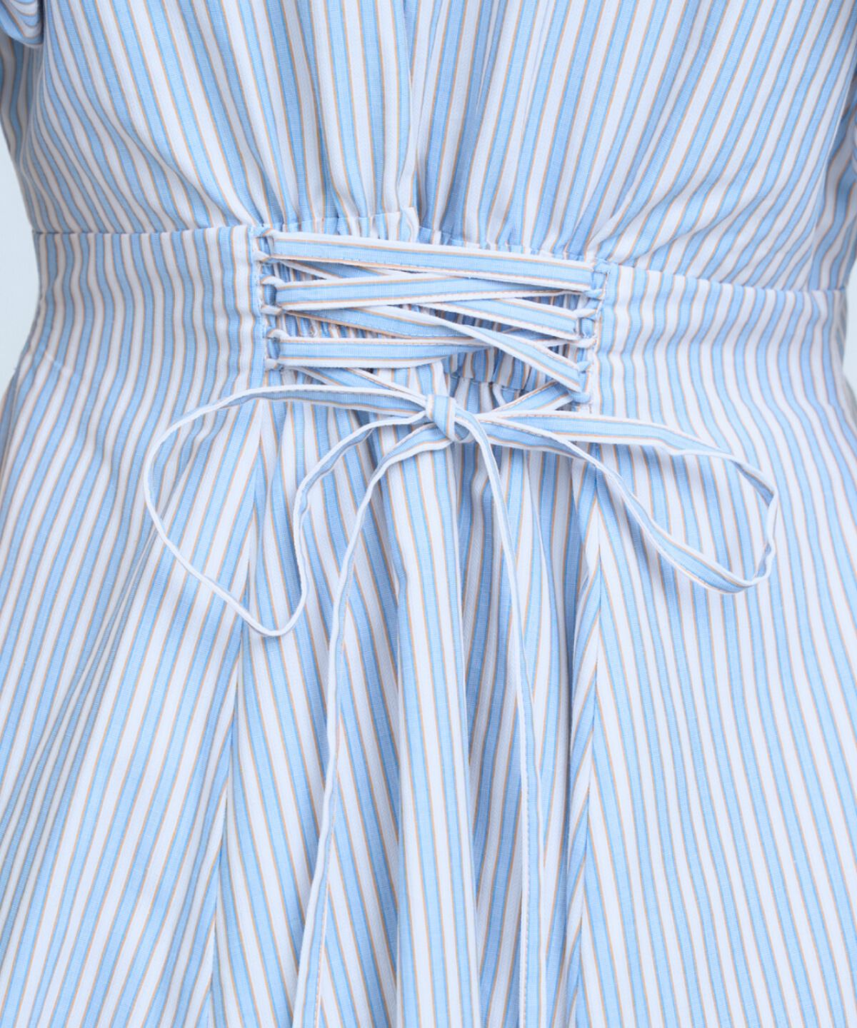 アンドクチュール「ボリュームスリーブストライプワンピース」|ワンピース|