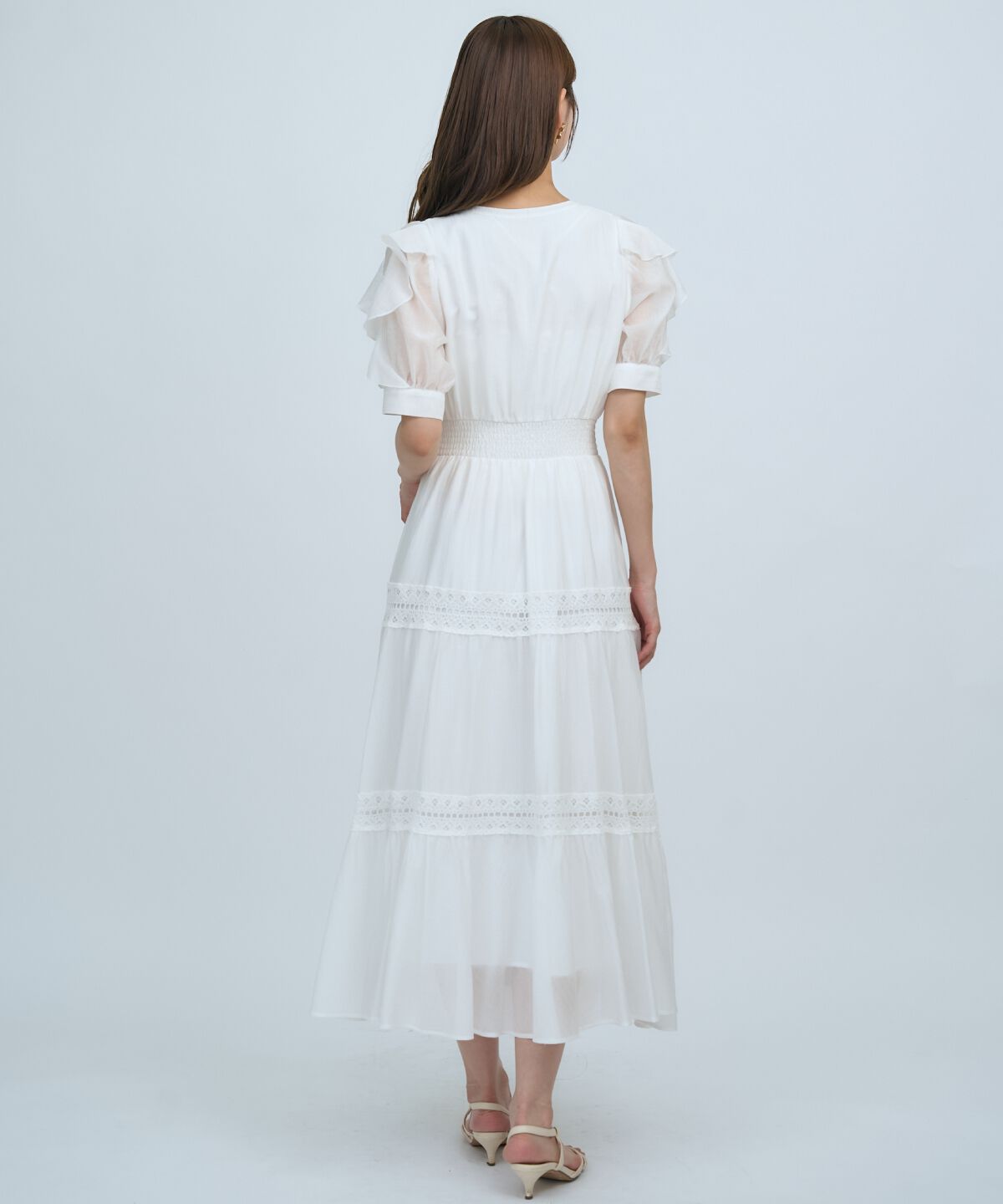 アンドクチュール「フリルスリーブレースティアードワンピース」|ワンピース|