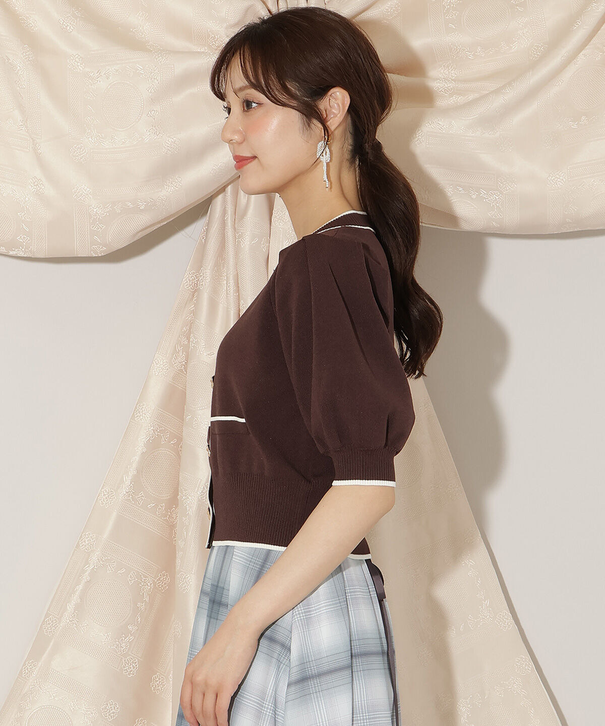 WILLSELECTION「配色ラインタックスリーブカーディガン」|カーディガン|