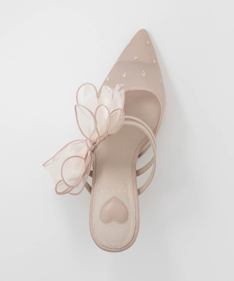 「シフォンリボンハートミュールパンプス」|パンプス|