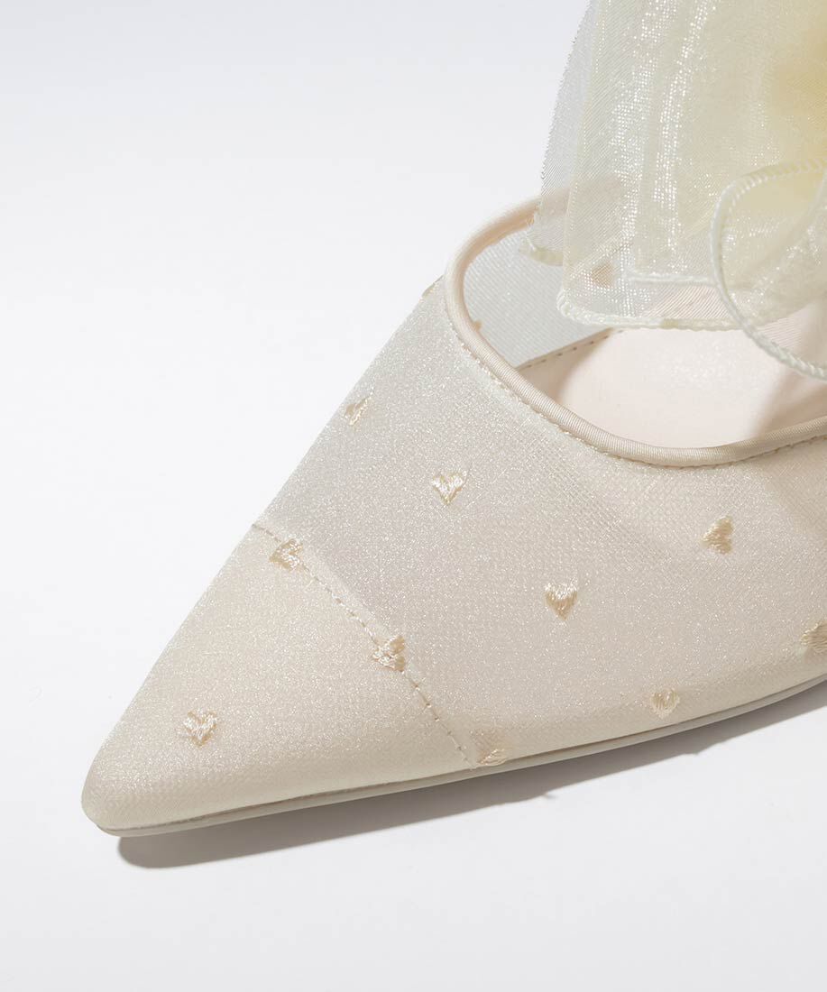  「シフォンリボンハートミュールパンプス」|パンプス|