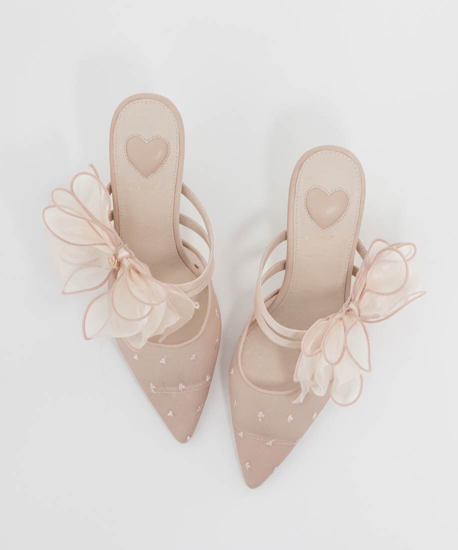  「シフォンリボンハートミュールパンプス」|パンプス|