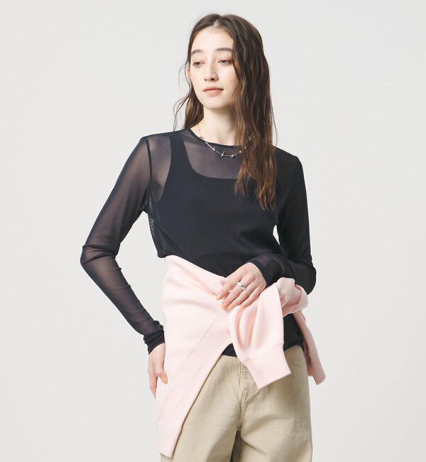 UNITED ARROWS「チュール ジャージー カットソー」|Tシャツ・カットソー|NAVY