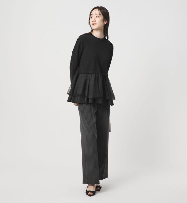 UNITED ARROWS「オーガンジー フリルコンビ ニット ‐ウォッシャブル‐」|ニット・セーター|