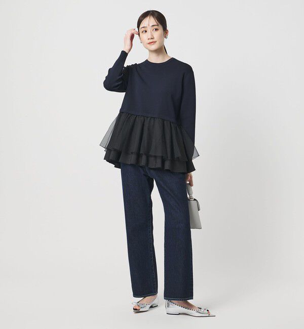 UNITED ARROWS「オーガンジー フリルコンビ ニット ‐ウォッシャブル‐」|ニット・セーター|