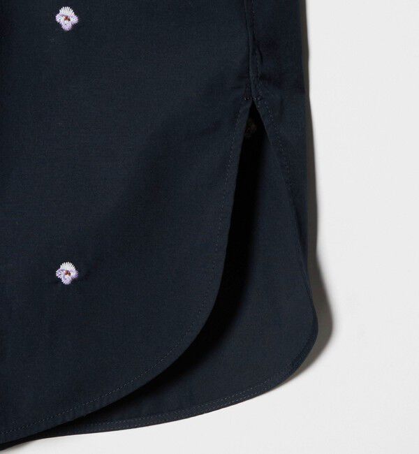 UNITED ARROWS「エンブロイダリーフラワー バンドカラー シャツ」|シャツ・ブラウス|