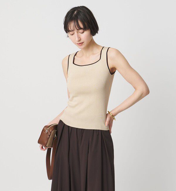 UNITED ARROWS「リブ スクエア キャミソールニット ‐ウォッシャブル‐」|タンクトップ|BEIGE