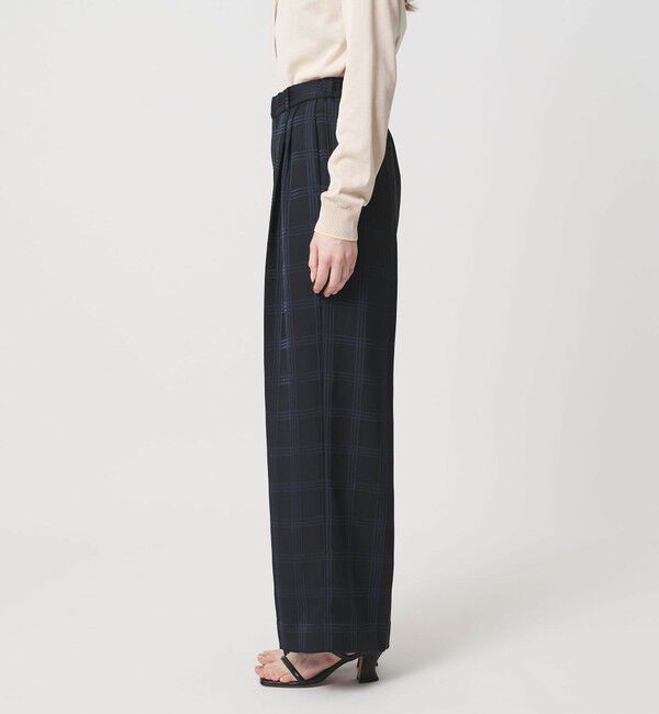 UNITED ARROWS「チェック 2タック ワイドパンツ ‐ウォッシャブル‐」|スラックス|