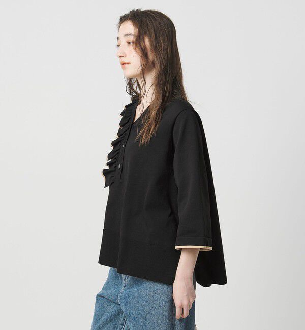 UNITED ARROWS「ミニマル Vネックフリル プルオーバー」|ニット・セーター|