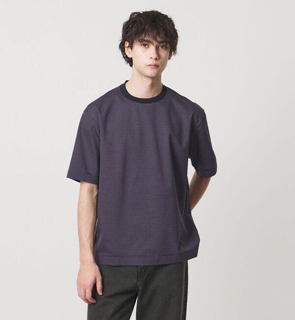 UNITED ARROWS「ポンチボーダー Tシャツ デオドラント 抗菌防臭 接触冷感」|Tシャツ・カットソー|