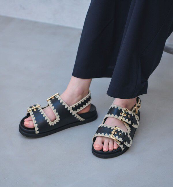 UNITED ARROWS「ナチュラル 2ライン サンダル」|サンダル|BLACK