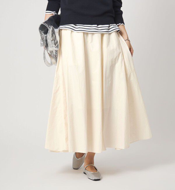 UNITED ARROWS green label relaxing「ギャザー フレア スカート オフホワイト」|フレア|OFF WHITE