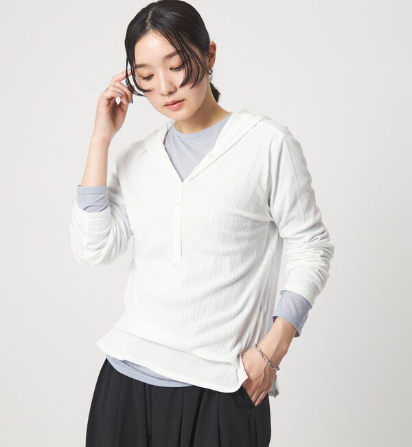 UNITED ARROWS green label relaxing「【WEB限定】＜at ease＞シアーテレコ フード ロングスリーブ カットソー」|Tシャツ・カットソー|