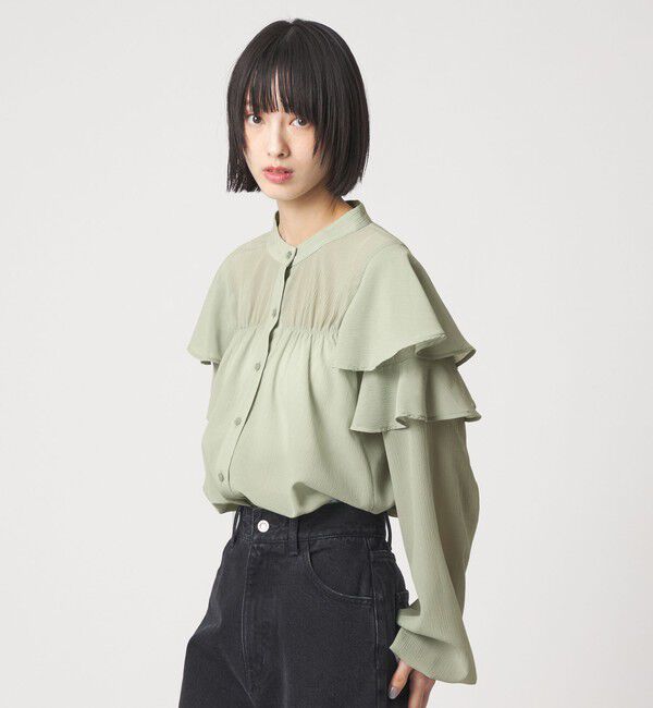 EMMEL REFINES「 ＜EMMEL REFINES＞EM ヨウリュウフリル スタンドカラー ブラウス」|シャツ・ブラウス|