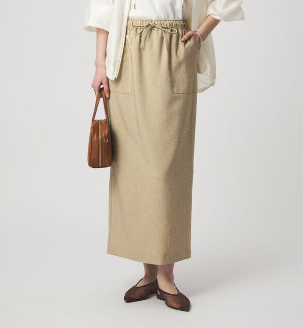 UNITED ARROWS green label relaxing「［size SHORTあり］スラブオックス スカート マシンウォッシャブル」|タイト|BEIGE