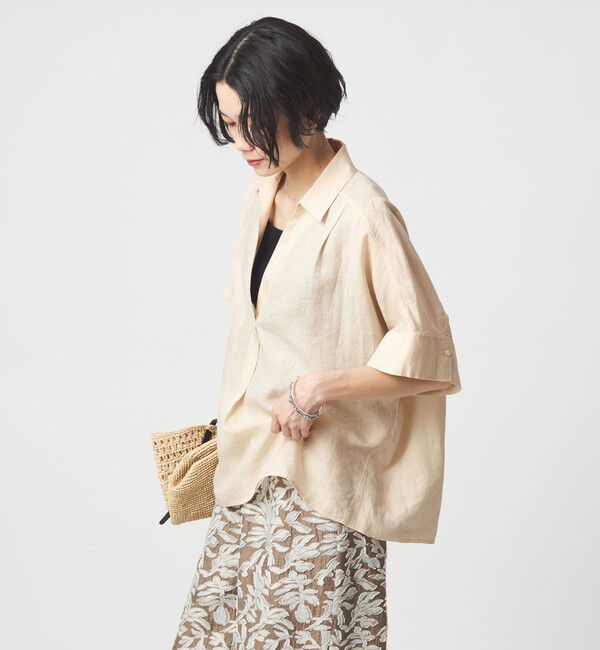 UNITED ARROWS green label relaxing「リネン スキッパー ショートスリーブ シャツ」|シャツ・ブラウス|