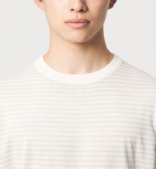 UNITED ARROWS green label relaxing「リネン ポリエステル ボーダー クルーネック 半袖 ニット -ウォッシャブル-」|ニット・セーター|