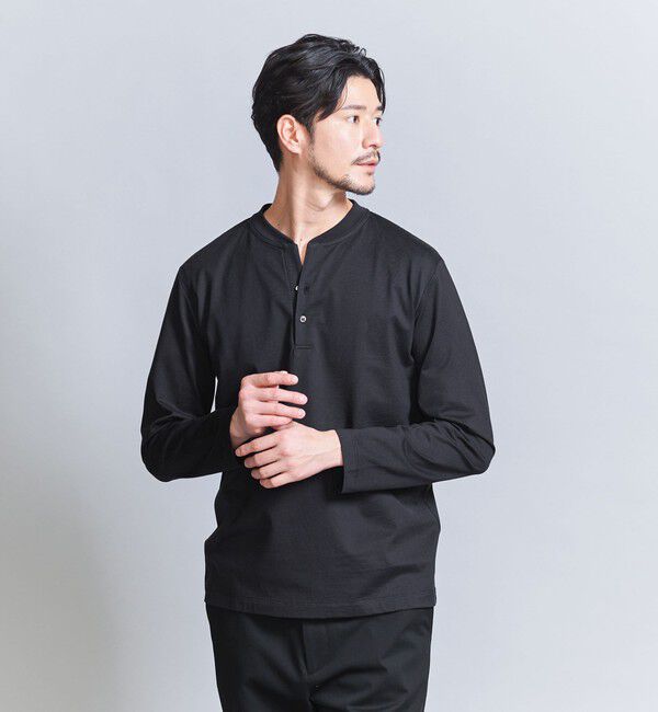 BEAUTY&YOUTH UNITED ARROWS「【WEB限定 WARDROBE SMART】クリア ガスコットン ヘンリーネック カットソー【抗菌・防臭】」|Tシャツ・カットソー|