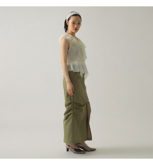 Ray BEAMS 「ダブル ウエスト タック スカート」|タイト|