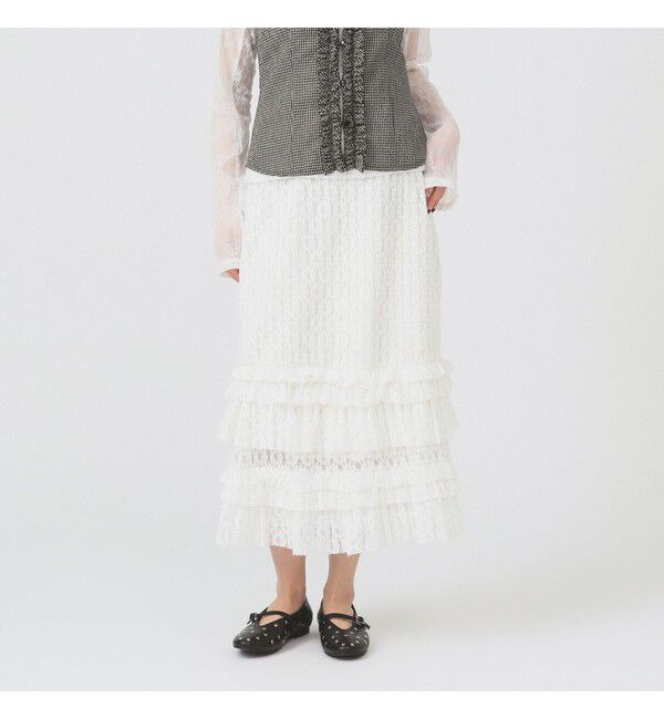 Ray BEAMS 「カット レース ティアード ヘム スカート」|スカート|
