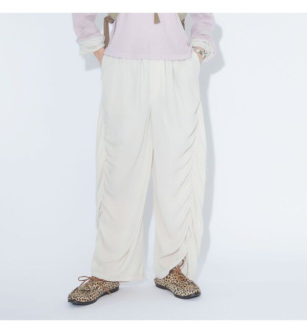 BEAMSBOY「maturely / リサイクル アムンゼン シャーリング アンド スリット パンツ」|チノ|