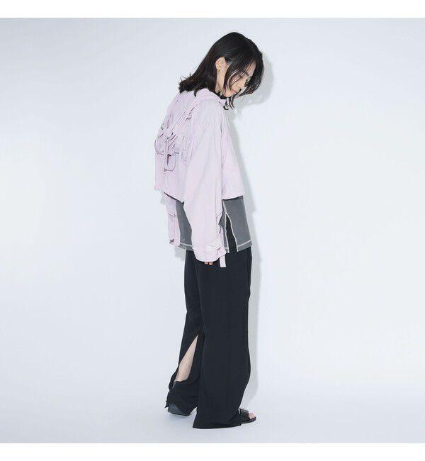 BEAMSBOY「maturely / リサイクル アムンゼン シャーリング アンド スリット パンツ」|チノ|