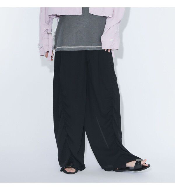 BEAMSBOY「maturely / リサイクル アムンゼン シャーリング アンド スリット パンツ」|チノ|