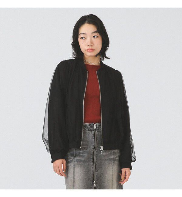 Ray BEAMS 「チュール ギャザー シアー ブルゾン」|ブルゾン・スタジャン|