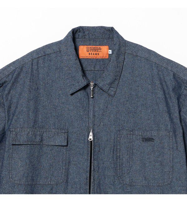 BEAMS「【別注】UNIVERSAL OVERALL / シャンブレー ジップ ショートスリーブ シャツ」|シャツ・ブラウス|