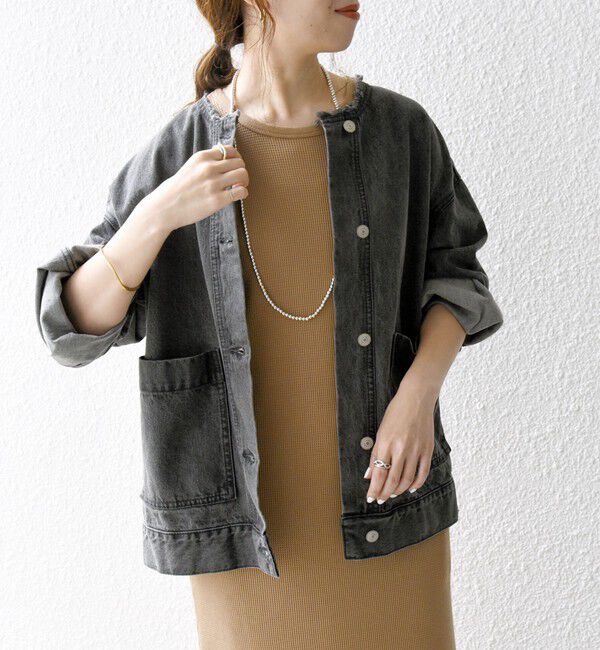 SHIPS any「《一部追加予約》SHIPS any: ノーカラー デニム ブルゾン［SHIPS any DENIM］」|デニムジャケット|