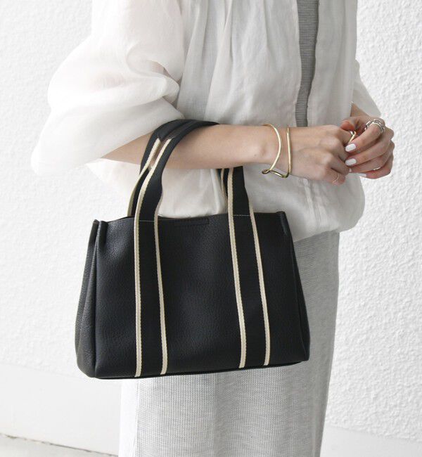 SHIPS any「【WEB限定】SHIPS any: ライン テープ ハンドル トート バッグ」|ハンドバッグ|