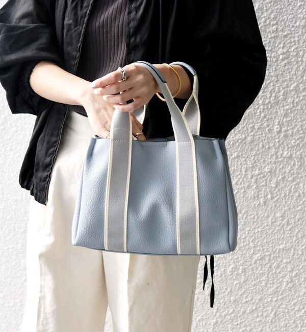 SHIPS any「【WEB限定】SHIPS any: ライン テープ ハンドル トート バッグ」|ハンドバッグ|