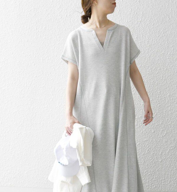 SHIPS any「SHIPS any:〈洗濯機可能〉ワッフル スキッパー Aライン ワンピース」|ワンピース|