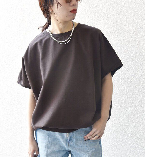 SHIPS any「【WEB限定】SHIPS any:〈洗濯機可能〉インレイ コクーン ショートスリーブ プルオーバー」|Tシャツ・カットソー|ブラウン