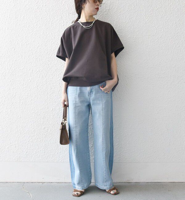 SHIPS any「【WEB限定】SHIPS any:〈洗濯機可能〉インレイ コクーン ショートスリーブ プルオーバー」|Tシャツ・カットソー|