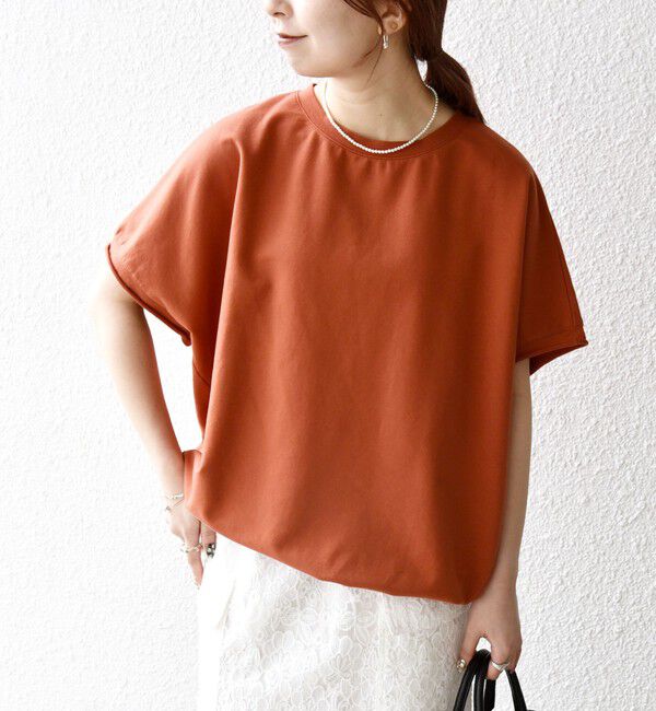 SHIPS any「【WEB限定】SHIPS any:〈洗濯機可能〉インレイ コクーン ショートスリーブ プルオーバー」|Tシャツ・カットソー|レンガ