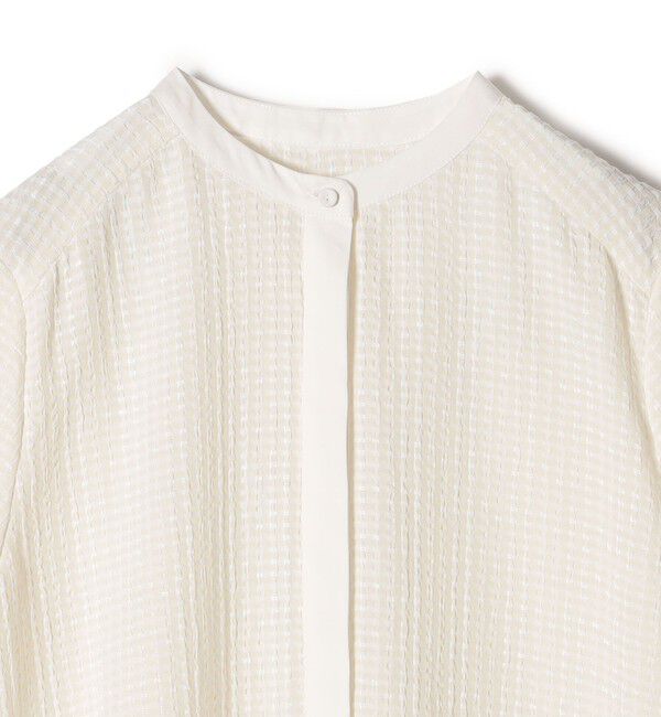 SHIPS for women「〈手洗い可能〉ジャカード バンドカラー ショート スリーブ ブラウス」|シャツ・ブラウス|